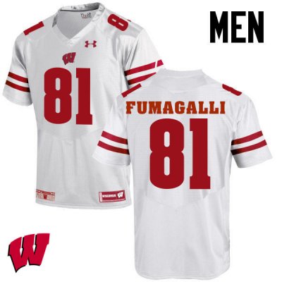 Men's Wisconsin Badgers NCAA #81 Troy Fumagalli White Authentic Under Armour Stitched College Football Jersey VS31U40NO